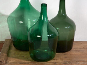 Damajuanas antiguas de color verde (c.1920). Conjunto de 3 piezas #44