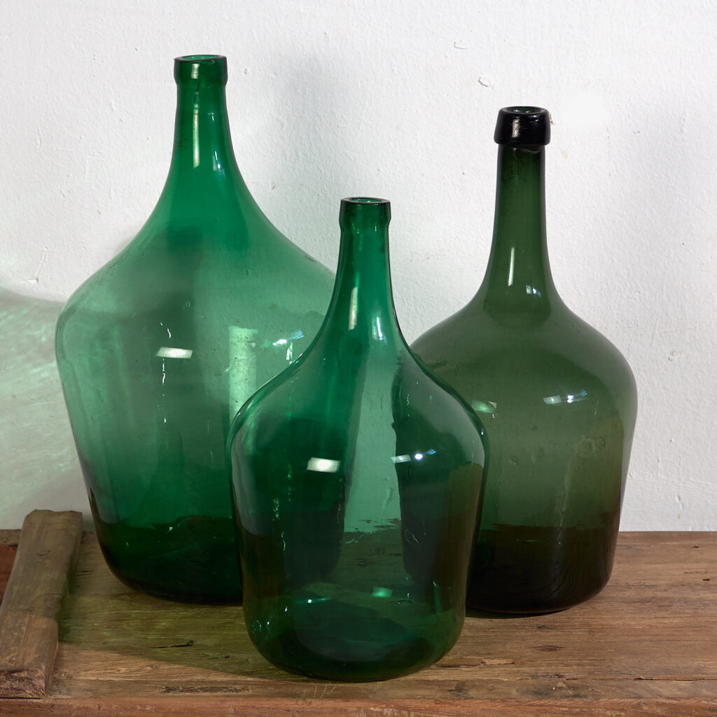 Damajuanas antiguas de color verde (c.1920). Conjunto de 3 piezas #44