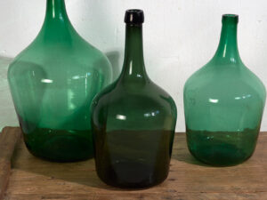 Damajuanas antiguas de color verde (c.1920). Conjunto de 3 piezas #44