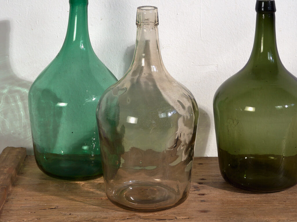 Antiguas damajuanas de colores (c.1920). Conjunto de 3 piezas #45