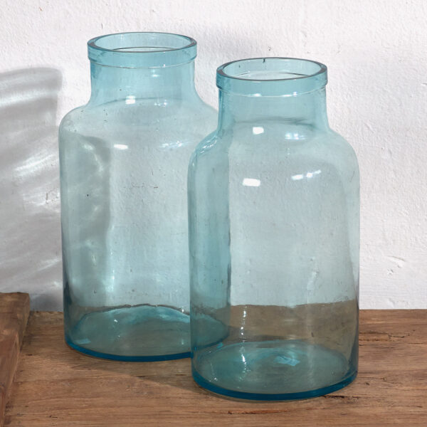 Antiguos frascos de color azul (c.1920). Conjunto de 2 piezas #51