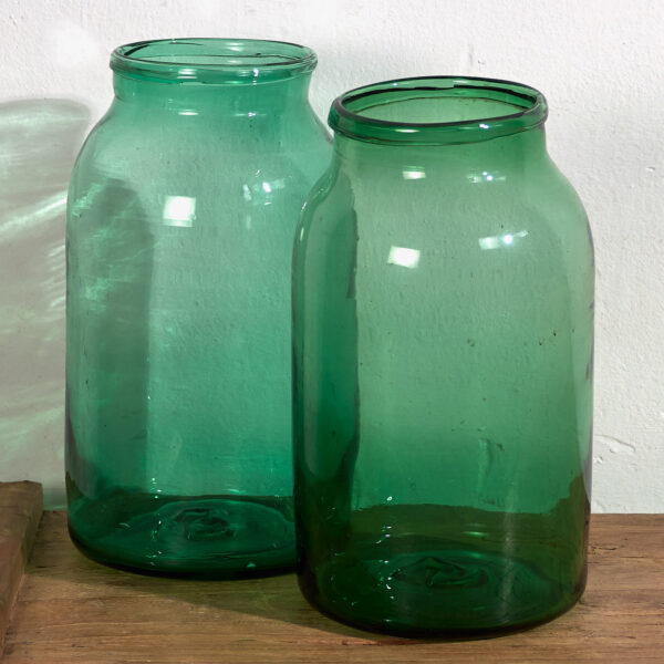 Jarrones verdes antiguos (c.1920). Conjunto de 2 piezas #53