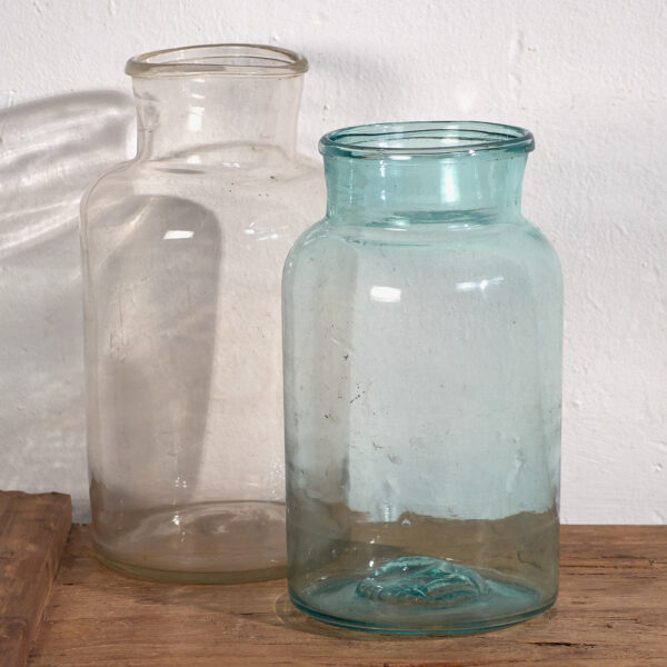 Frascos de vidrio antiguos (c.1920). Conjunto de 2 piezas #57