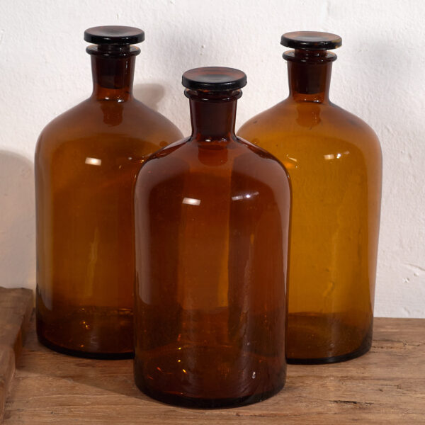 Frascos de vidrio antiguos (c.1920). Conjunto de 3 piezas #60
