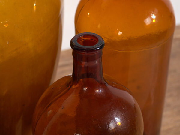 Botellas antiguas color ámbar (c.1920). Conjunto de 3 piezas #64