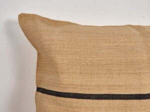 Cojín de lino antiguo de rayas negras