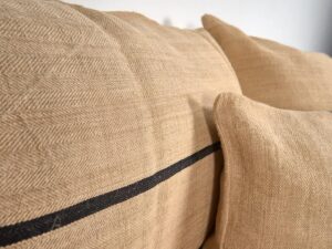 Cojín de lino antiguo de rayas negras