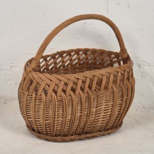 Cesto decorativo de mimbre antiguo (c.1930) #7