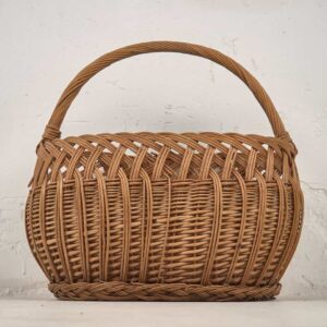 Cesto decorativo de mimbre antiguo (c.1930) #7