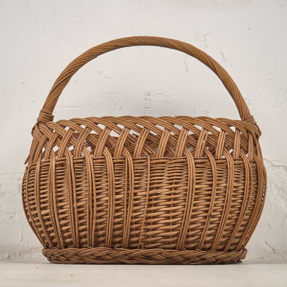 Cesto decorativo de mimbre antiguo (c.1930) #7