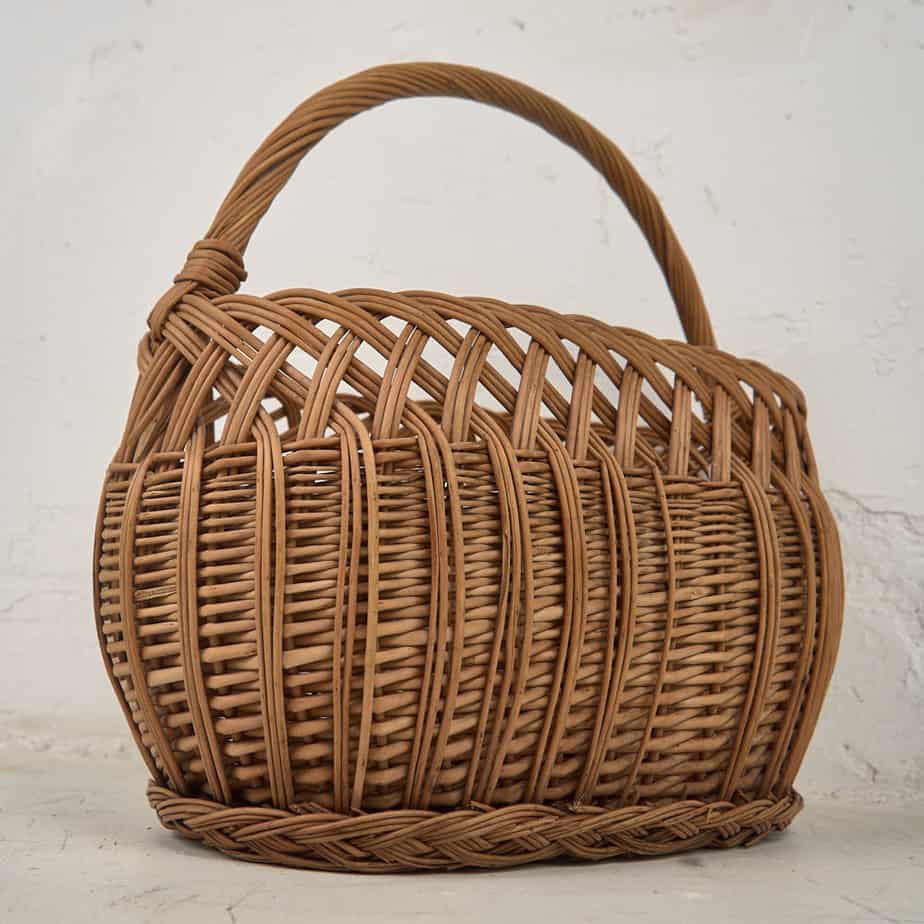 Cesto decorativo de mimbre antiguo (c.1930) #7