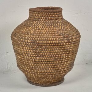 Cesto grande redondo de mimbre antiguo (c.1930)