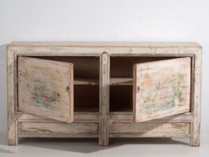 Aparador de madera antiguo de color blanco (c.1870)