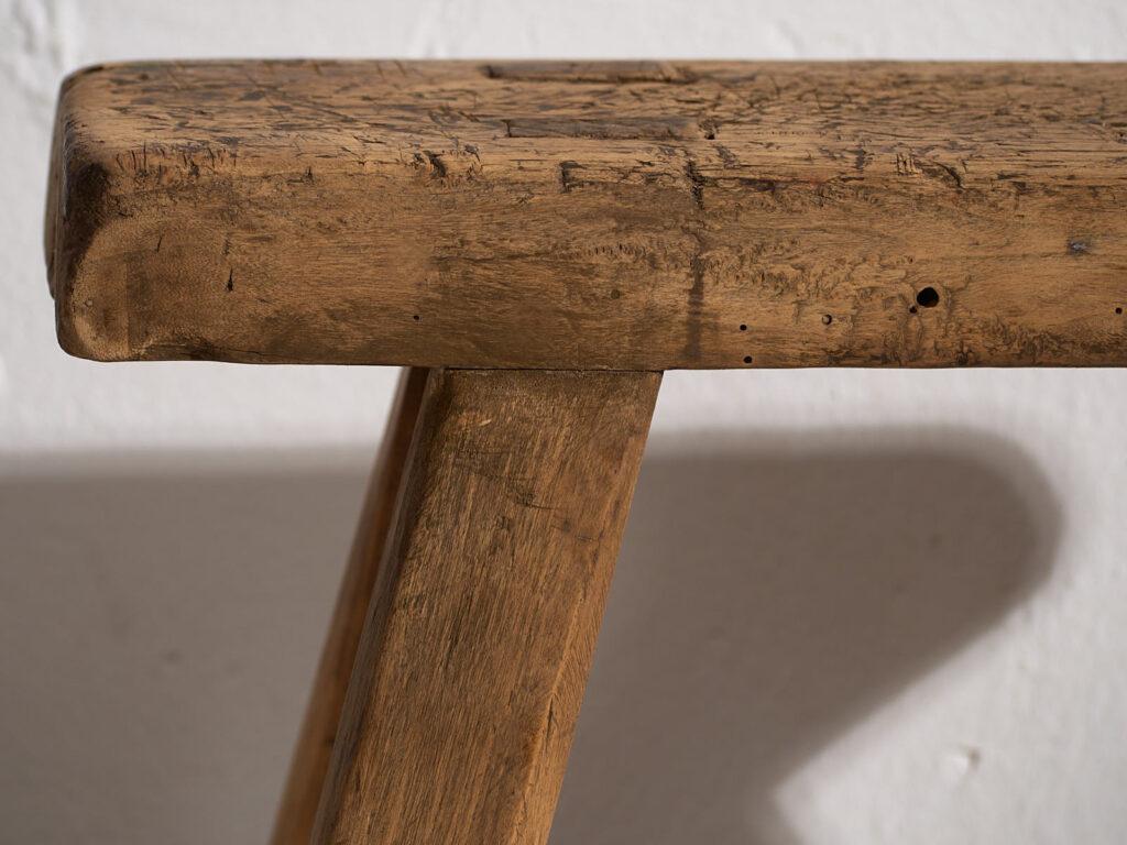 Taburete rectangular primitivo antiguo (c.1920) #2