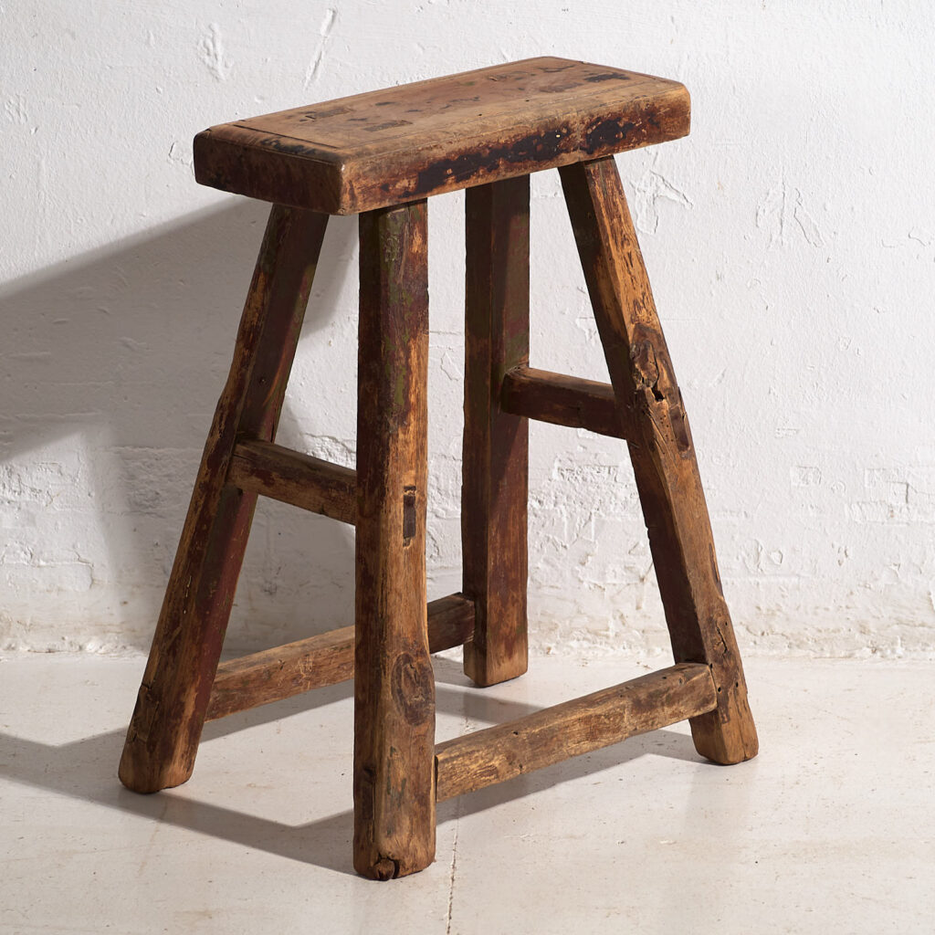 Ancien tabouret rectangulaire (c.1920) #3