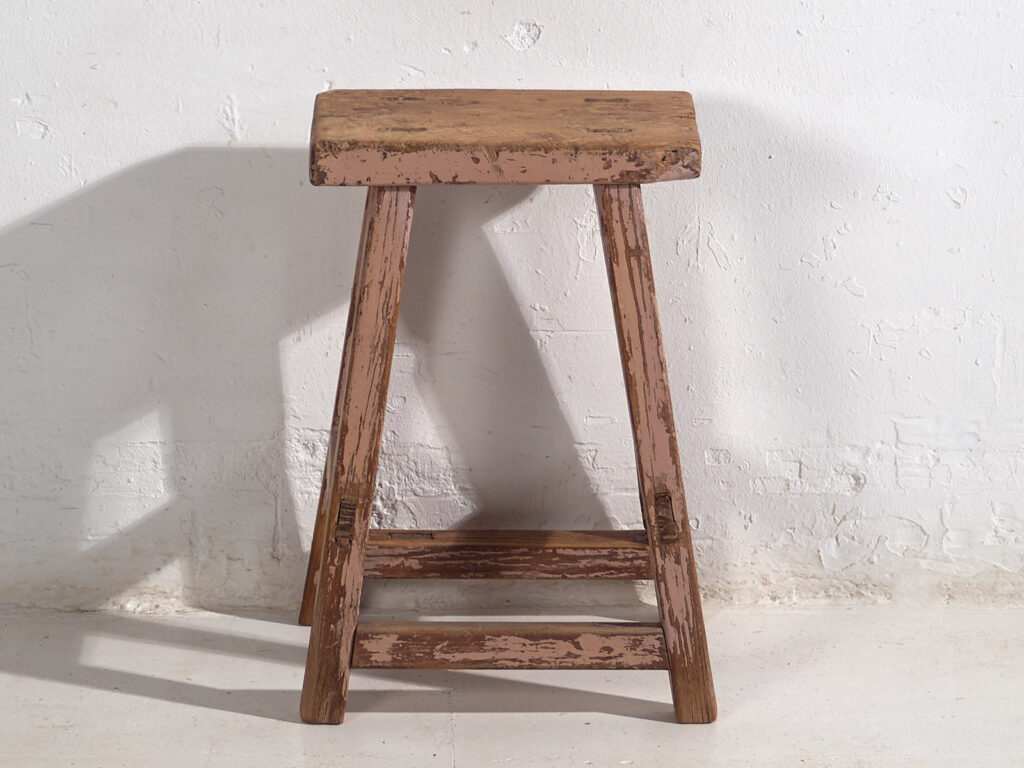 Tabouret ancien à patine rose (c.1900) #8