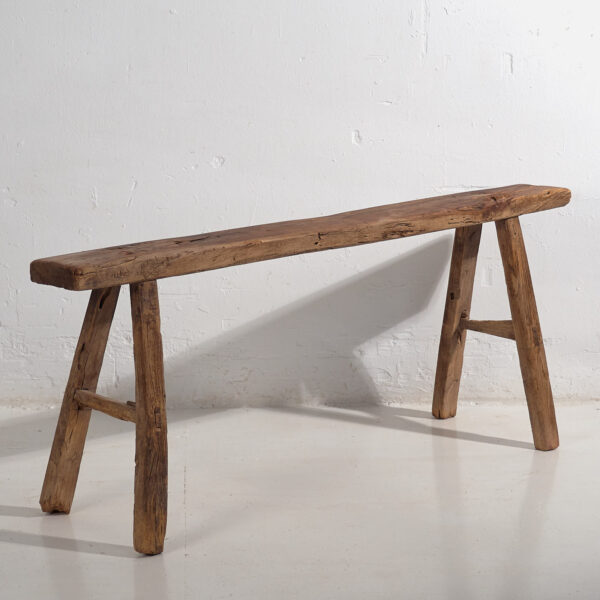 Banqueta antigua de madera de olmo (c.1870) #25