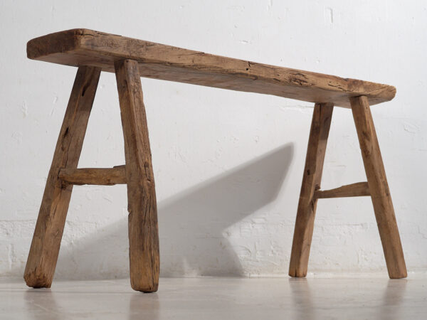 Banqueta antigua de madera de olmo (c.1870) #25