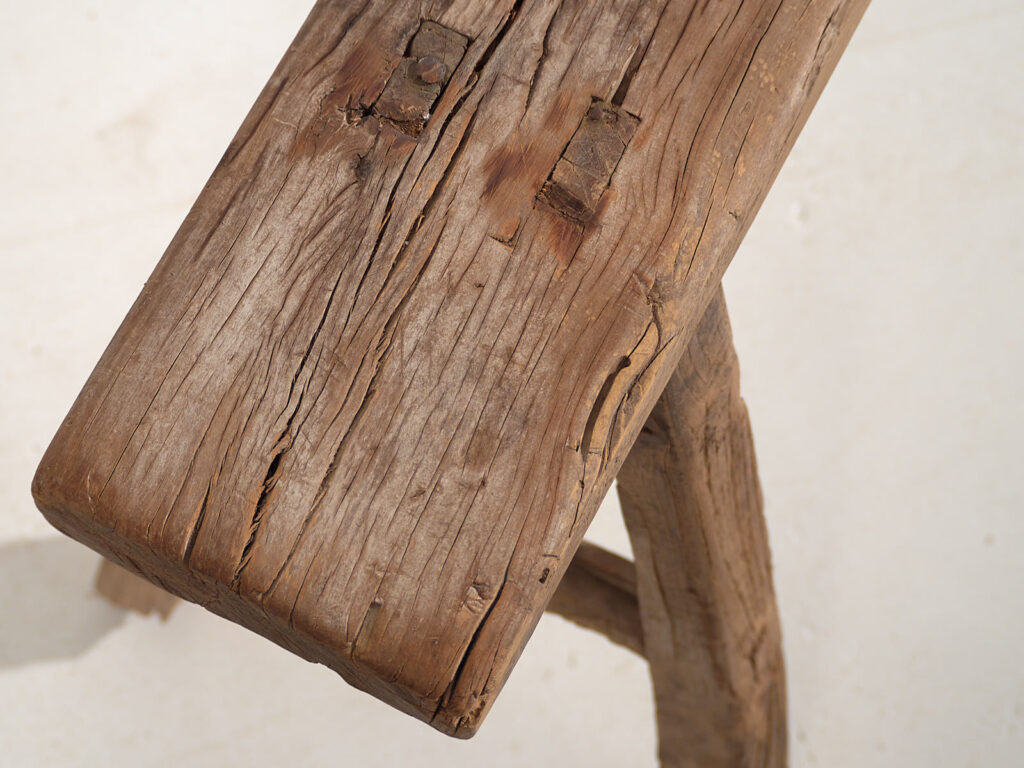 Banqueta antigua de madera de olmo (c.1870) #25