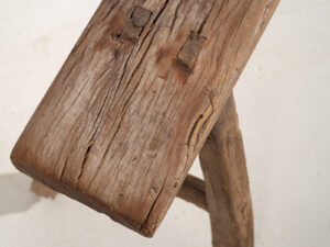 Banqueta antigua de madera de olmo (c.1870) #25