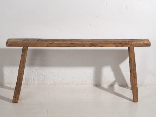 Banqueta antigua de madera de olmo (c.1870) #25