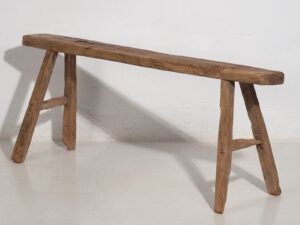 Banqueta antigua de madera de olmo (c.1870) #25