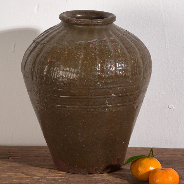 Petit vase ancien vert olive (c.1900) #4