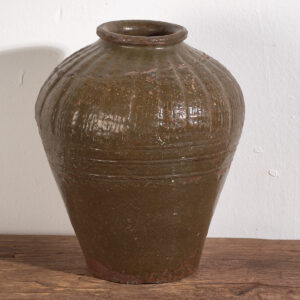 Small antique olive green vase (c.1900) #4