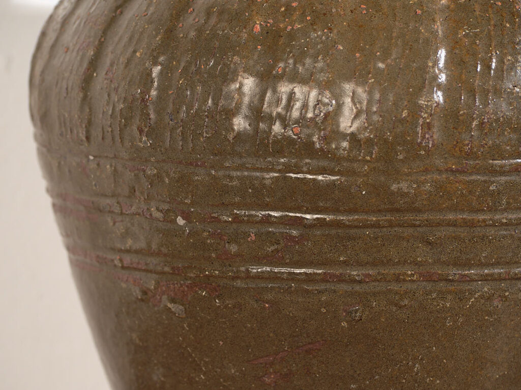 Small antique olive green vase (c.1900) #4