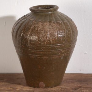 Small antique olive green vase (c.1900) #4