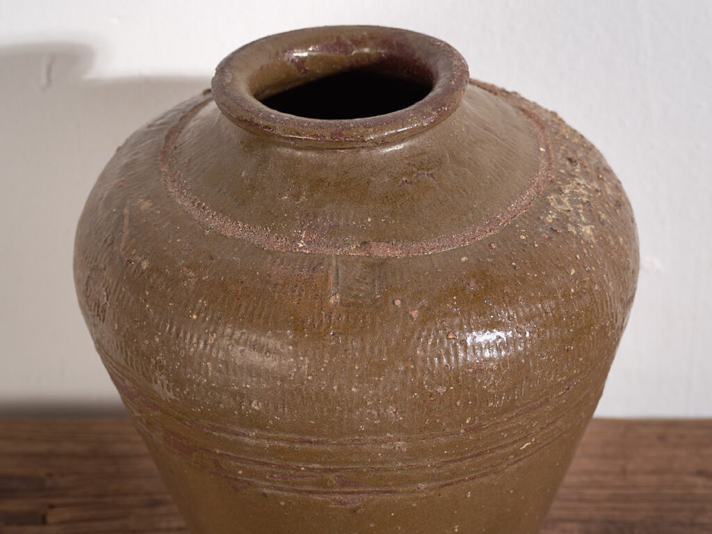 Small antique glazed ceramic jar (c.1900) #3