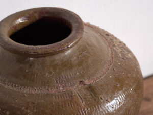 Small antique glazed ceramic jar (c.1900) #3