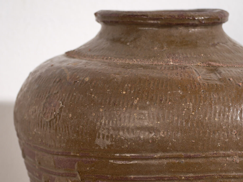 Small antique glazed ceramic jar (c.1900) #3