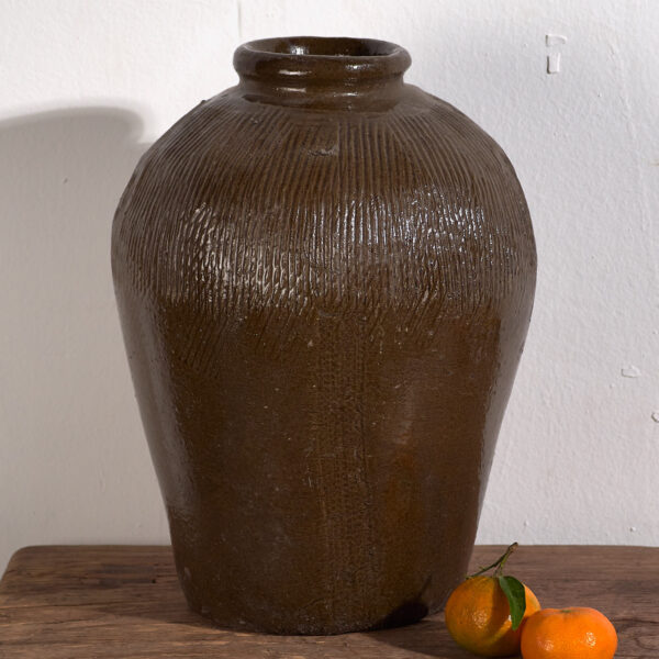 Jarrón de cerámica esmaltado antiguo (c.1900) #4