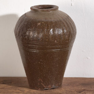 Jarrón de cerámica china antiguo en tonos oscuros (c.1900) #5