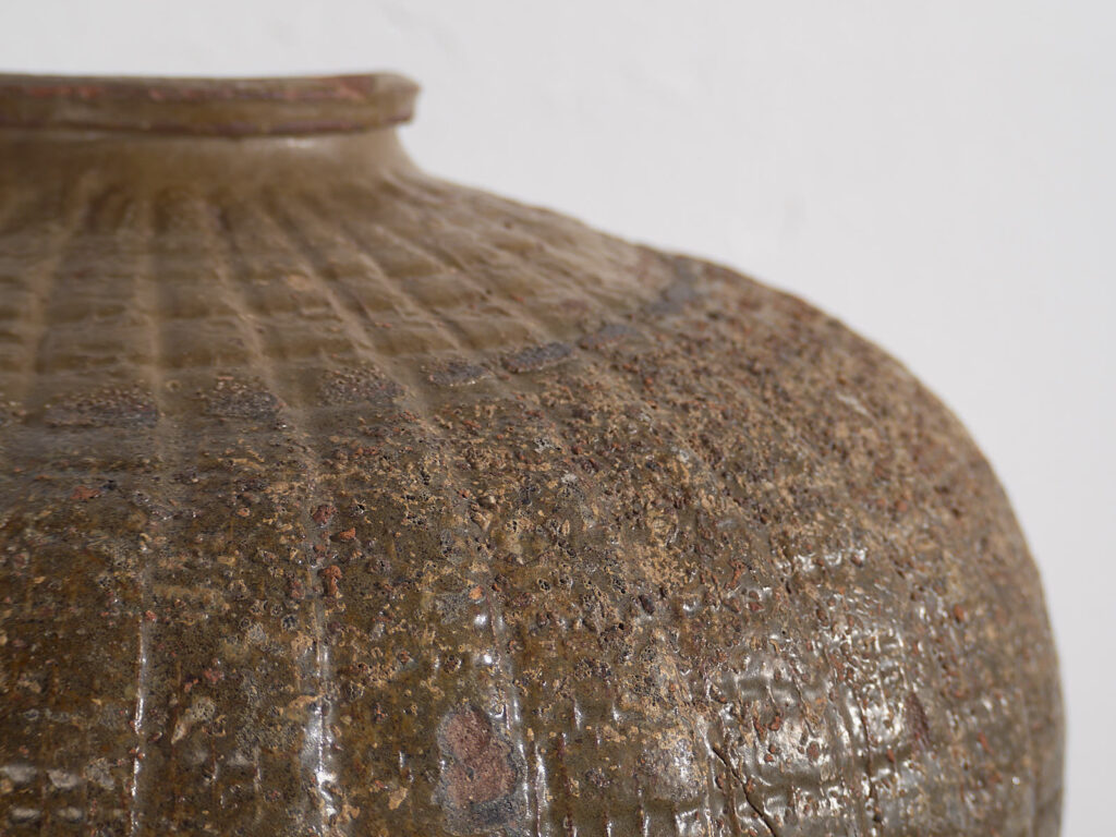 Jarrón grande antiguo de cerámica de estilo wabi-sabi (c.1900) #1