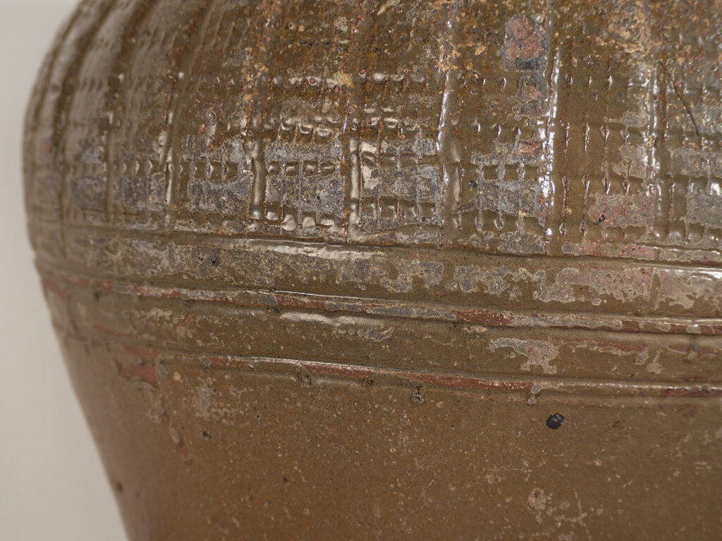 Jarrón grande antiguo de cerámica de estilo wabi-sabi (c.1900) #1