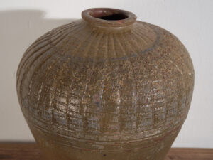 Jarrón grande antiguo de cerámica de estilo wabi-sabi (c.1900) #1