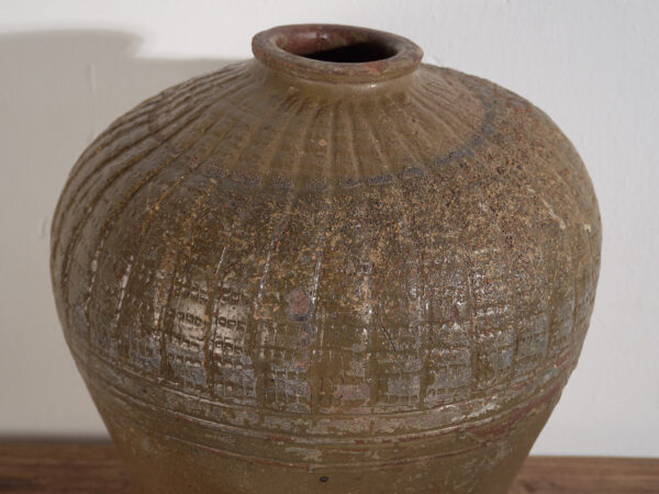 Jarrón grande antiguo de cerámica de estilo wabi-sabi (c.1900) #1