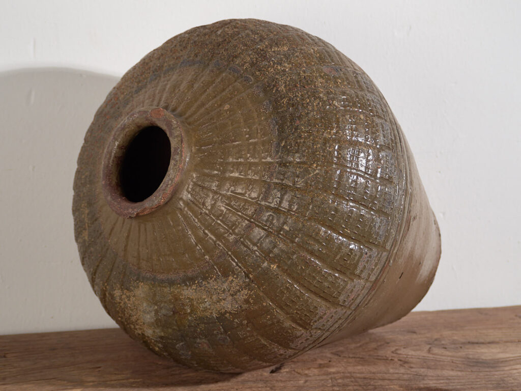 Jarrón grande antiguo de cerámica de estilo wabi-sabi (c.1900) #1