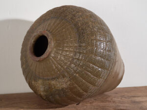 Jarrón grande antiguo de cerámica de estilo wabi-sabi (c.1900) #1