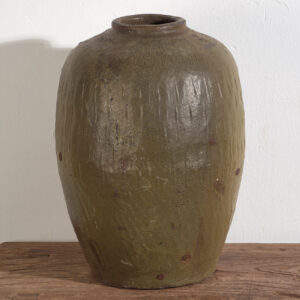 Grand vase ancien vert olive (c.1900) #3