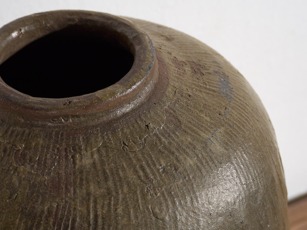 Grand vase ancien vert olive (c.1900) #3