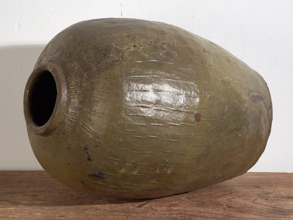 Grand vase ancien vert olive (c.1900) #3