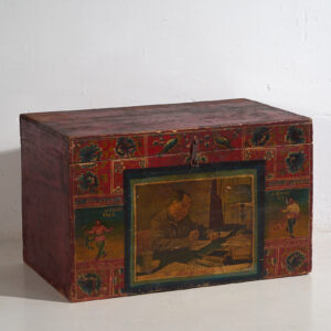 Antiguo baúl de almacenaje chino de color granate (c.1900) #6