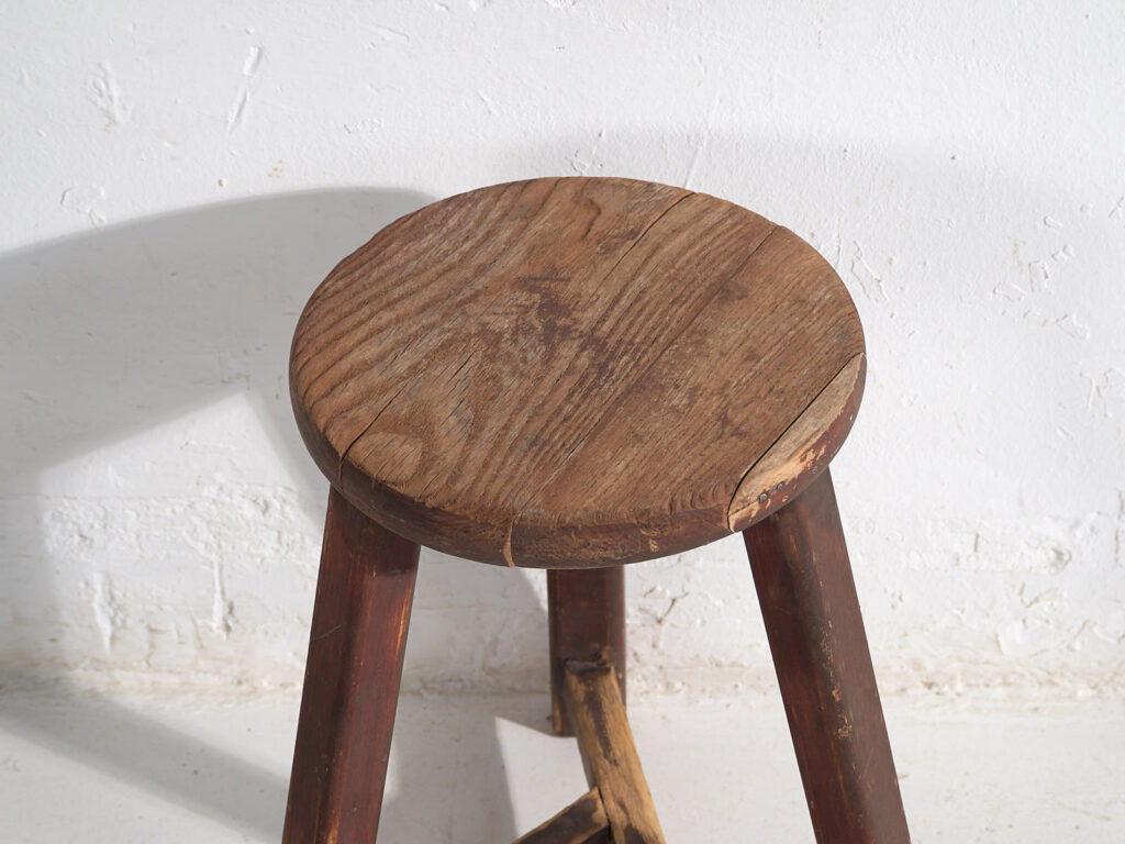 Antique dark colored round stool (c.1920) #10