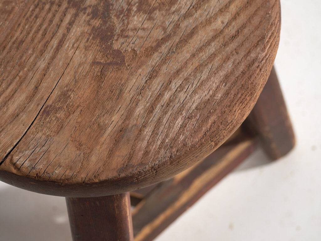 Antique dark colored round stool (c.1920) #10