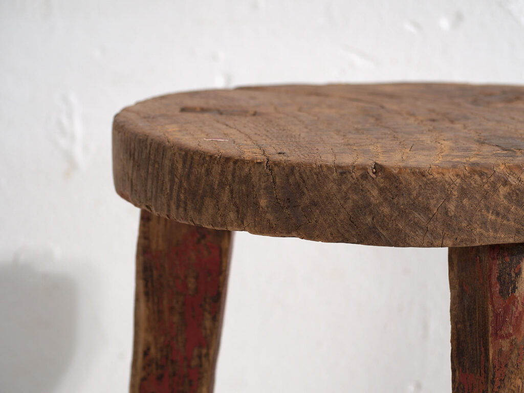 Antique primitive style round stool (c.1900) #13