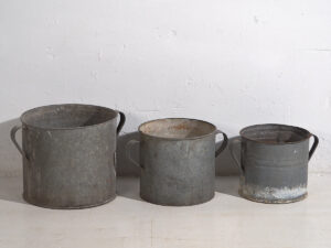 Cubos antiguos metal galvanizado (c.1920). Conjunto de 3 piezas #3