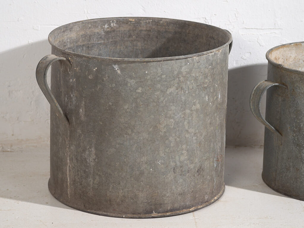 Cubos antiguos metal galvanizado (c.1920). Conjunto de 3 piezas #3